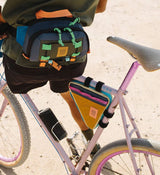 Topo Designs Frame Bike Bag - Khaki/Pond Blue. Pack more for your ride. Stash your phone, spare tools, snacks.