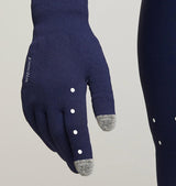 Core / AquaSHIELD Gloves - Navy. 3 layer bonded woven knit, water-resistant, lightweight, breathable, silicone palm print.