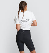 Core Women's Classic Braceless Short - Black, Pedla white Tshirt on model back or product description