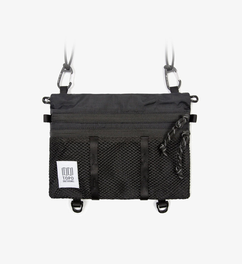 Topo Designs Mountain Accessory Shoulder Bag - Black, Recycled Nylon, Adjustable Strap, Zippered Pockets