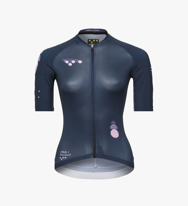 Pro Women's Pursuit Cycling Jersey - Typify Ink, Short Sleeve, Italian Fabrics, AeroPRISMA Sleeves, Race-Ready Fit, Reflective Accents