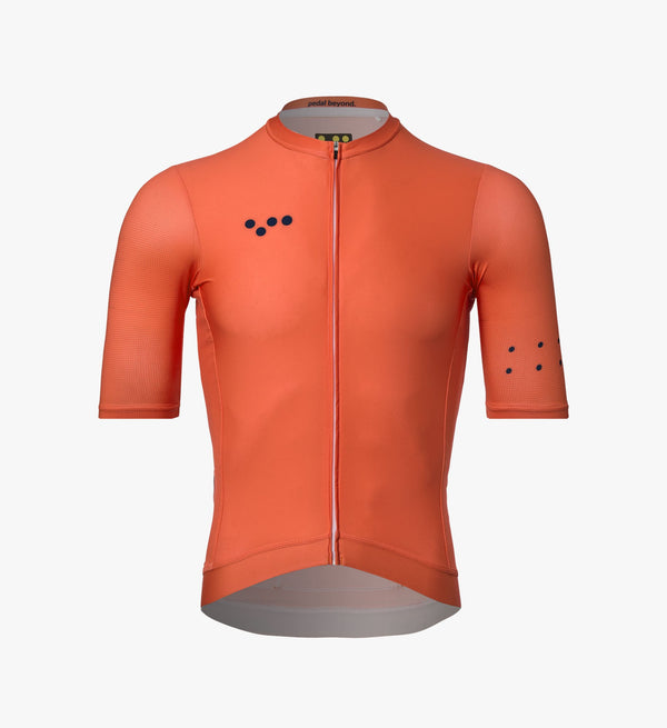 Tangerine Classic Cycling Jersey: Breathable and quick-drying SPF 50 fabric with enhanced ventilation