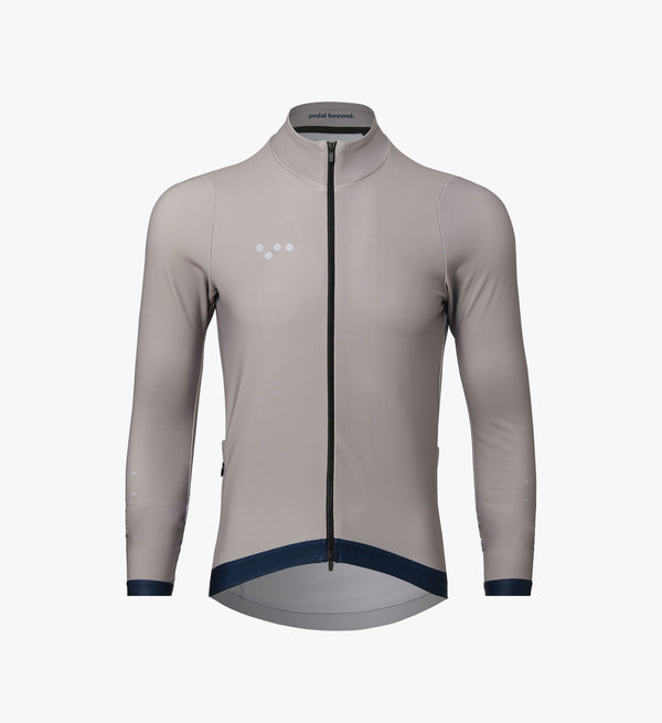 Stone Thermal Long Sleeve Cycling Jersey with ultra-soft microfibre thermal fleece for cold weather warmth