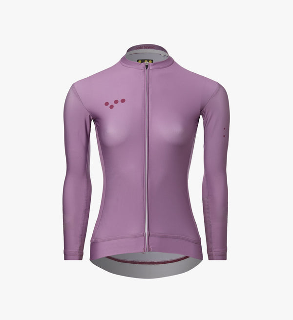Mauve Women's Classic Long Sleeve Cycling Jersey: Breathable, SPF 50 protection with added ventilation for summer