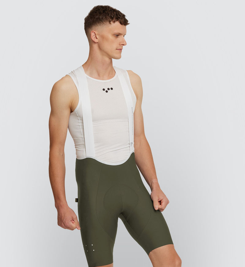 Photo of Essentials / Men's SuperFIT 2.0 Bib Short - Olive, best, day, pad, comfort, bike, moisture wicking, padded, road, straps