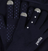 Core / AquaSHIELD Gloves - Navy. 3 layer bonded woven knit, water-resistant, lightweight, breathable, silicone palm print.