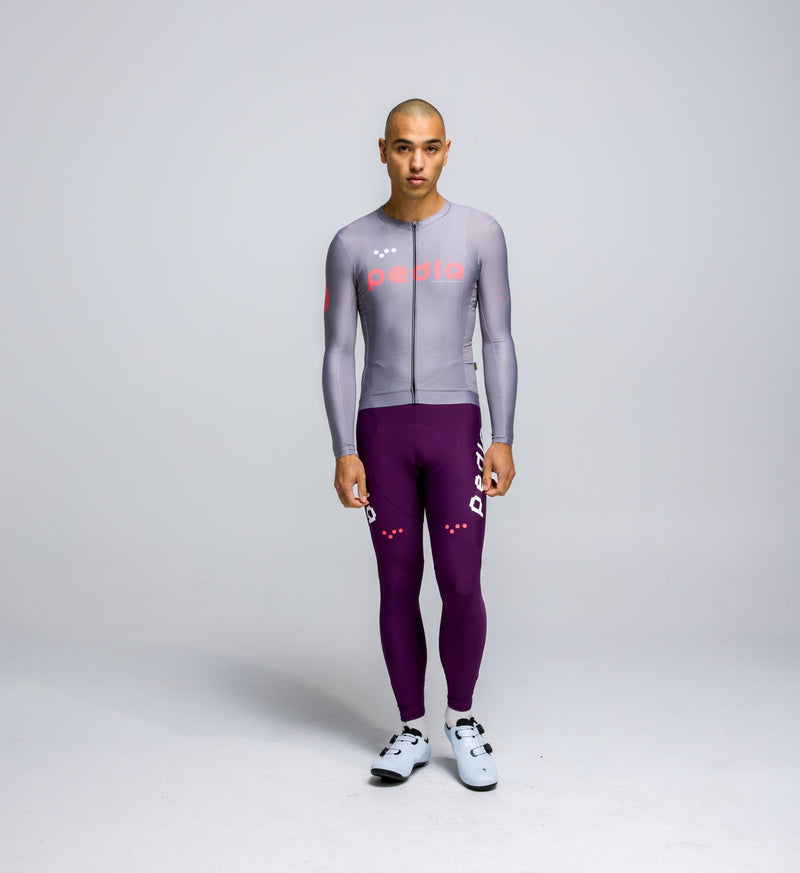 Front view of Pedla’s Men’s Classic Long Sleeve Jersey in Light Grey showcasing sleek fit and versatile design