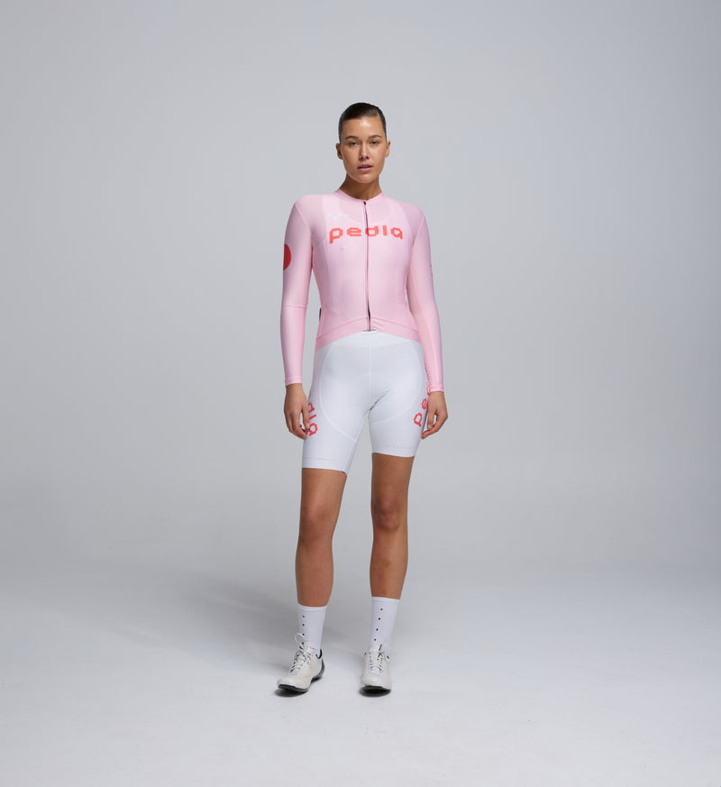 Front view of Pedla’s Women’s Classic Long Sleeve Jersey in Dusty Pink showing sleek fit and versatile design