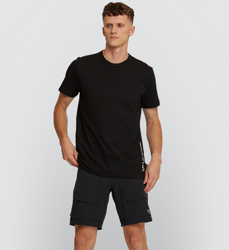 Pedla Logo Tee - Black, 100% cotton product solo shot. Comfortable, stylish, perfect for relaxed rides.