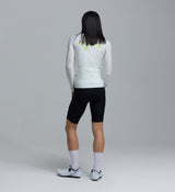 Men's long sleeve cycling jersey, porcelain back view — form-fitting breathable SPF50 moisture-wicking fabric, four-way stretch, side ventilation panels and silicone hem gripper for performance road cycling