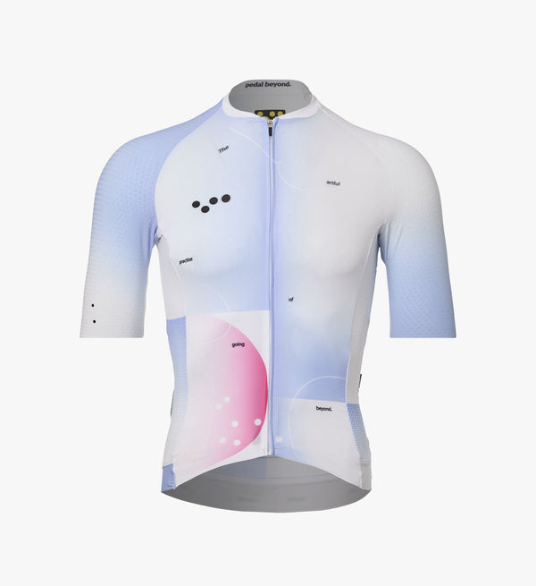 Photo of Flow State Mens Pursuit Cycling Jersey White silo, best, bike, fit, day, road, sleeve, moisture wicking, form fitting