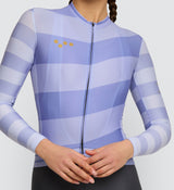 Photo of Heritage Womens Classic Cycling Jersey Periwinkle close up, best, bike, fit, day, road, sleeve, moisture wicking, form fitting