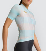 Photo of Heritage Womens Classic Cycling Jersey Seafoam close up, best, bike, fit, day, road, sleeve, moisture wicking, form fitting