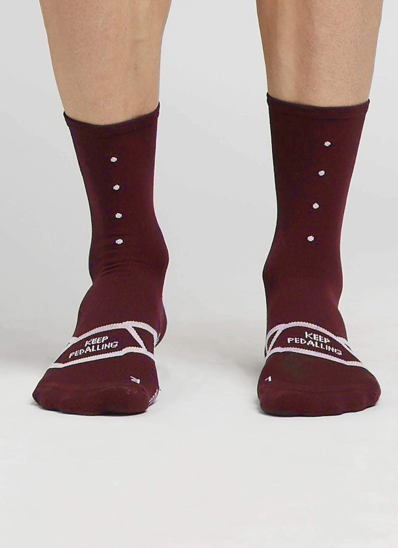 Lightweight Merino Wool Socks in Rust, featuring moisture management and odor resistance, modelled on front view.