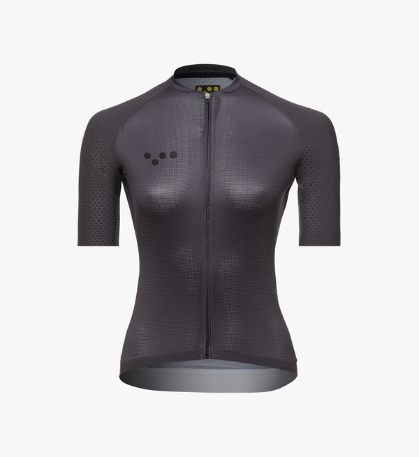 Pro Women's Pursuit Cycling Jersey - Charcoal, Melbourne Australia, high-end Italian fabrics, race-ready fit, reflective accents