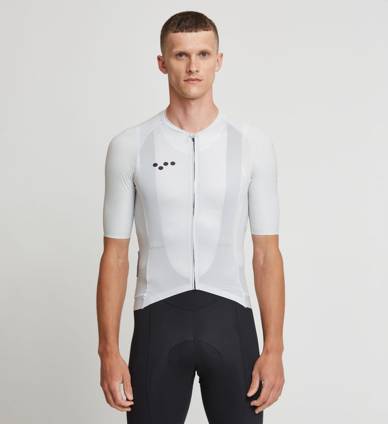 Pro Men's Pursuit Cycling Jersey - Chalk | Melbourne | Rapid Game | Italian Fabrics | AeroPRISMA Sleeves | Race-Ready Fit | Reflective Accents
