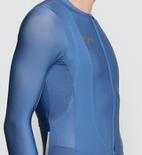 Essentials Men's Classic LS Cycling Jersey - Blue Smoke: Improved fit, SPF 50 fabric, breathable & comfortable.