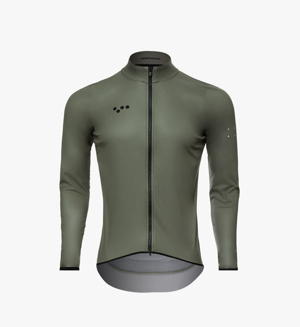 Essentials Men's Classic Cycling Jacket - Khaki: Value, protection, water-resistant, breathable, lightweight, convenient.