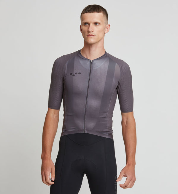 Pro Men's Pursuit Cycling Jersey - Charcoal, Lightweight Race Jersey, Italian fabrics, engineered fit, AeroPRISMA sleeves, race-ready fit