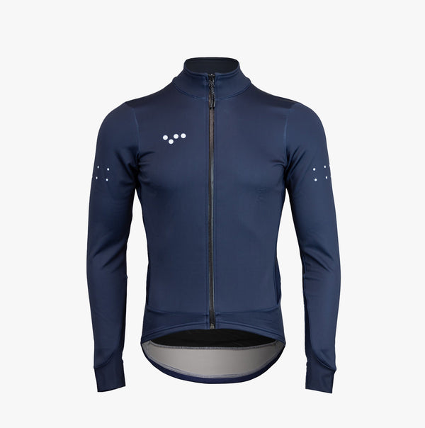 Elevate Men's AquaFLEECE Cycling Jacket - Navy, Extreme protection, waterproof fleece, reflective accents.