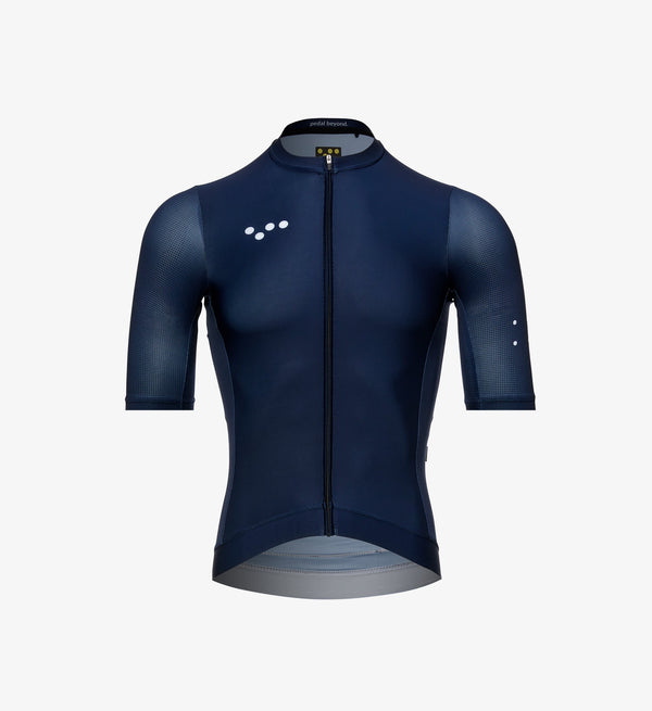 Core Men's Classic Cycling Jersey - Navy, UPF 50, Moisture-Control, Four-Way Stretch, Silicone Gripper Bands