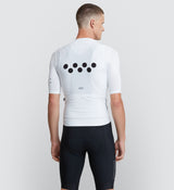Core Men's Classic Cycling Jersey - White, LunaLUXE fit, SPF 50 fabric, quick-drying, four-way stretch, silicone gripper bands.
