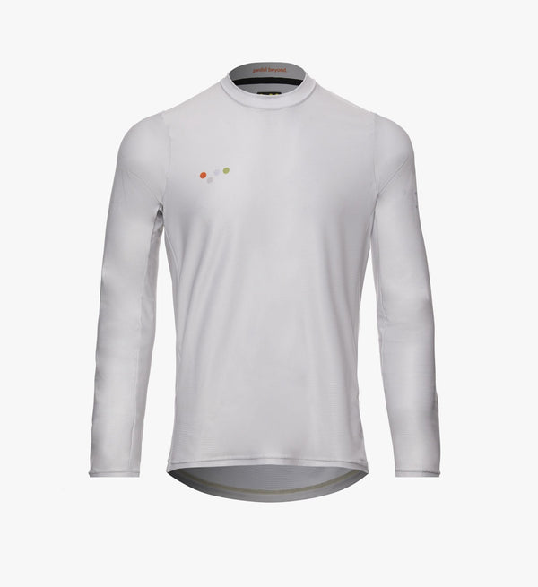 Off Grid Adventure LS Tee - Chalk | Lightweight, versatile, and comfortable men's cycling shirt.