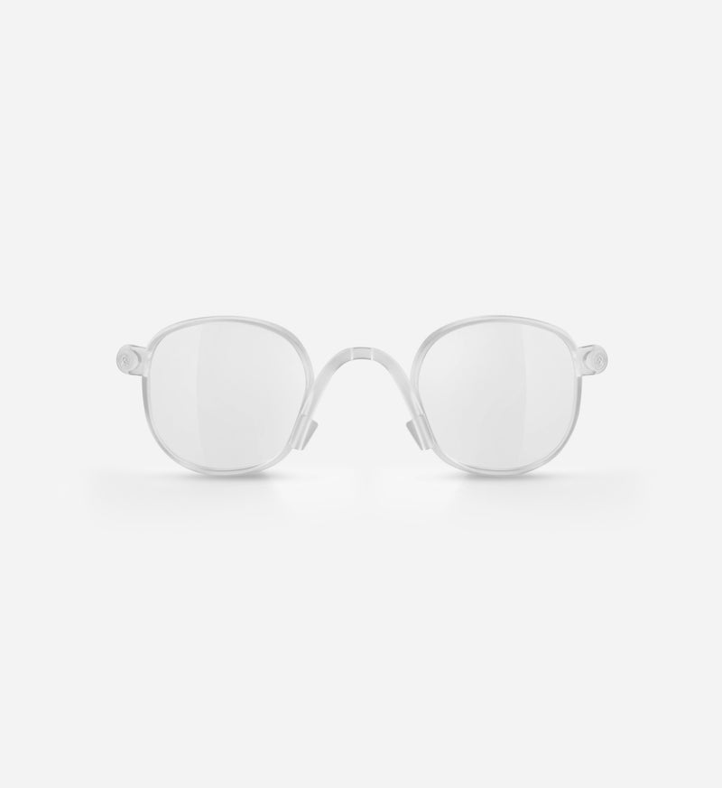 Clear eyeglasses on a white background