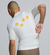 Close-up of mesh fabric and rear pocket construction – designed for ventilation, moisture wicking, and lightweight structure in summer conditions