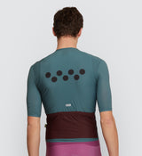 Back view of Men's Classic Cycling Jersey in Sage - Reflective accents and reinforced pockets