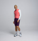 Side profile of Men's Classic LITE Gilet in Coral Plum – breathable mesh back panel and flexible fit for training and racing