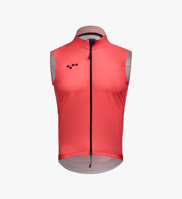 Men's Classic LITE Cycling Gilet in Coral Plum – lightweight, windproof vest made from recycled materials with packable design