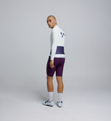 Back view of Men's Midweight Long Sleeve Jersey in Porcelain – featuring reinforced four-pocket system with side-wrap access