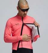 Close-up of waterproof SAB two-way zipper and thermal fabric – engineered for warmth, ventilation, and protection in deep winter cycling