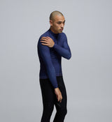 Side profile of Men's Dusk Thermal Cycling Jersey – articulated sleeves and breathable fleece fabric built for cold-weather riding