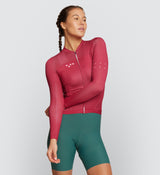 Front view of Women's Air Long Sleeve Cycling Jersey in Raspberry - Best fit for summer cycling