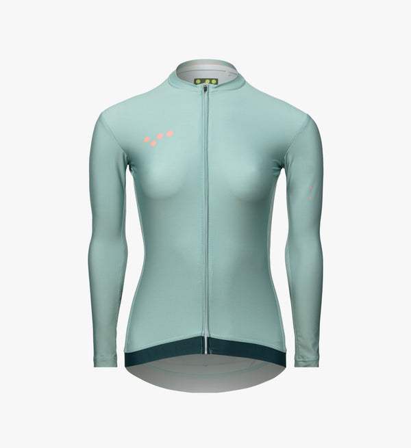 Women's Patina (Pale Blue) Long Sleeve Cycling Jersey - Form-Fitting and Breathable