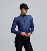 Side profile of Women's Thermal Long Sleeve Cycling Jersey – showcasing thermal fleece interior and streamlined winter fit