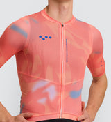 Photo of Beyondism Mens Air Cycling Jersey Nectarine close up, best, bike, fit, day, road, sleeve, moisture wicking, form fitting