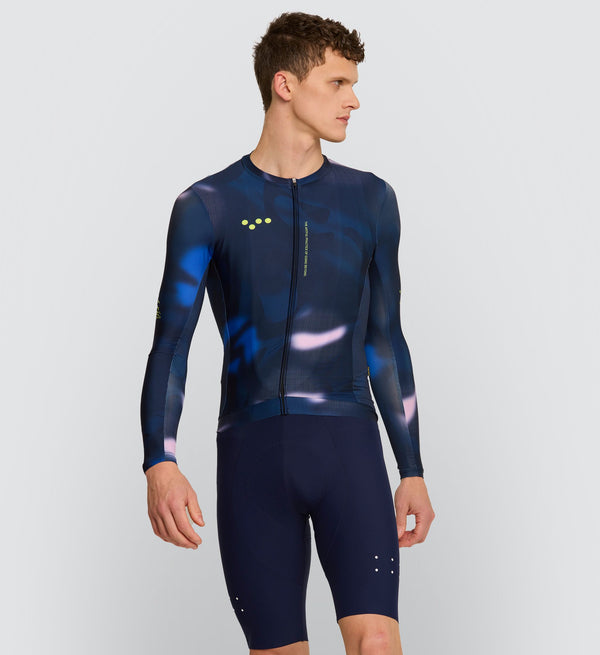 Photo of Beyondism Mens Classic Cycling Long Sleeve Jersey Navy front, best, bike, fit, day, road, moisture wicking, form fitting