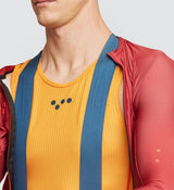 Close-up of Marigold Men's Air Base Layer detailing moisture-wicking mesh fabric and durable binding