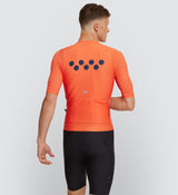 Back view of the Classic Cycling Jersey in Tangerine, focusing on comfort and anti-ride-up silicone gripper bands