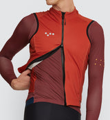Close-up of Paprika Thermal Cycling Gilet's fabric and design details for warmth and stretch in cold weather cycling