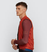Side view showing the comfort and fit of the Paprika Thermal Cycling Gilet with Italian hem gripper and elastic armholes