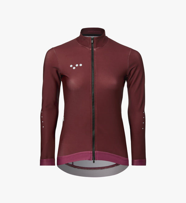 Rust Women's Thermal Long Sleeve Cycling Jersey with ultra-soft microfibre thermal fleece for superior warmth
