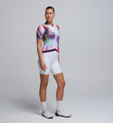 Side view of Women’s Classic Cycling Jersey in Diamond, featuring extended sleeves and strategic ventilation panels.