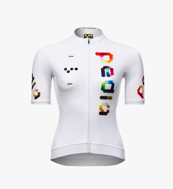 Women’s Classic Cycling Jersey in Optic White - Pedla’s premium cycling apparel for performance and comfort.