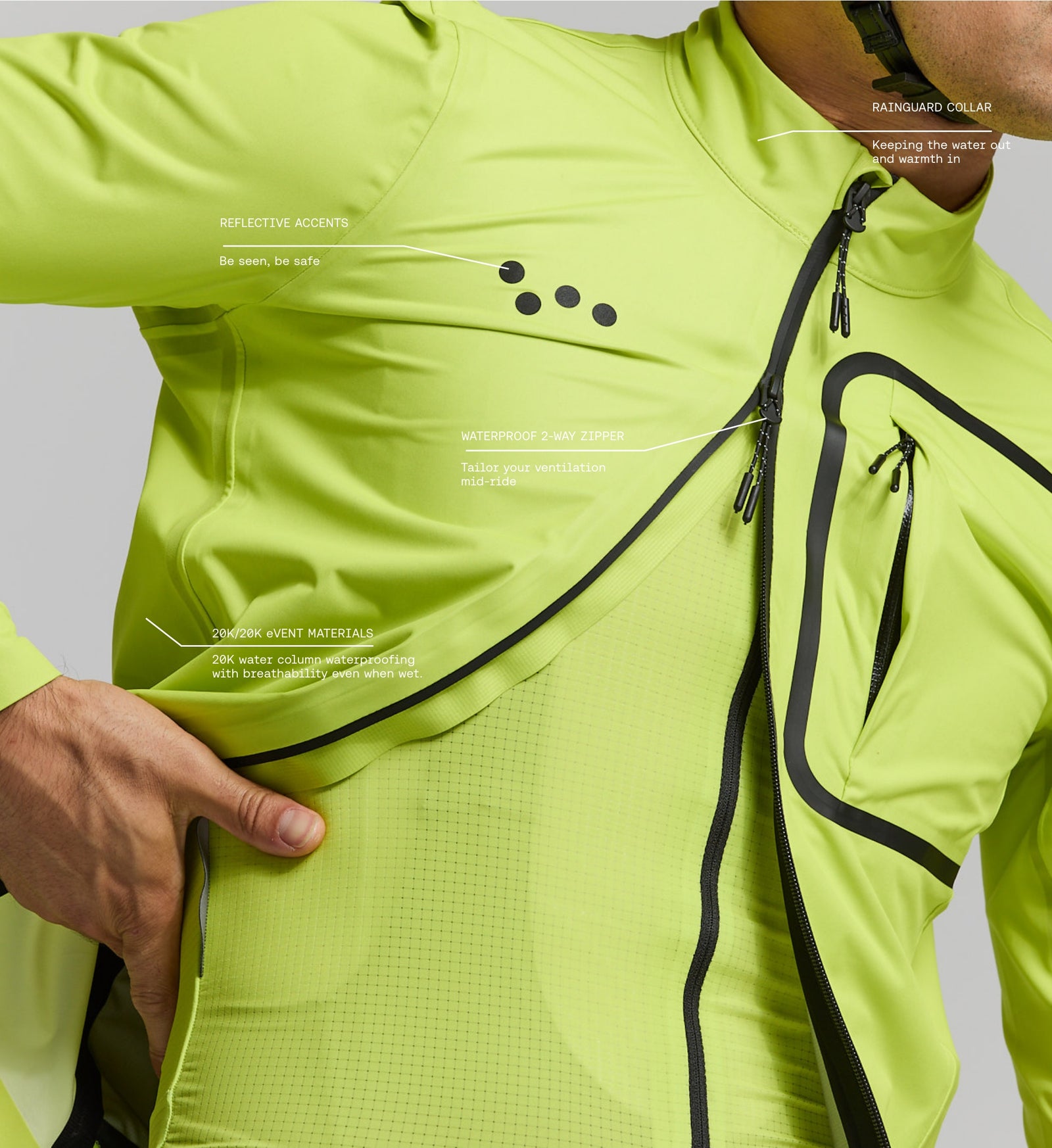 PRO / Men's Deflect 2.0 Jacket - Acid Lime, Wind & Water Proof
