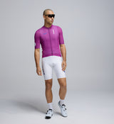 Front view of Pedla’s Men’s Climba Jersey in Violet showcasing sleek race-fit cut and performance construction