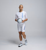 Front view of Pedla’s Men’s LunaAir Jersey in White highlighting race-fit cut and high-performance construction